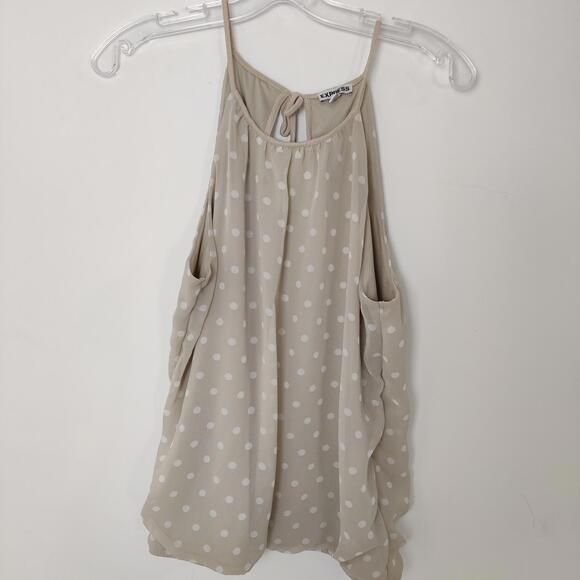 Express Tops - Express Polka Dot Cold Shoulder Tank Top Tunic Size L